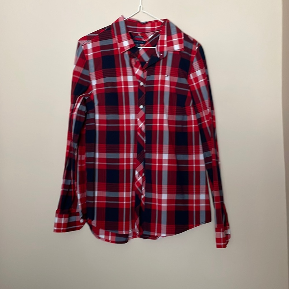 Tommy Hilfiger red plaid shirt